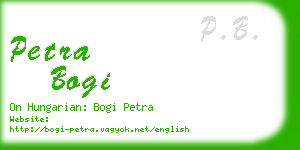 petra bogi business card